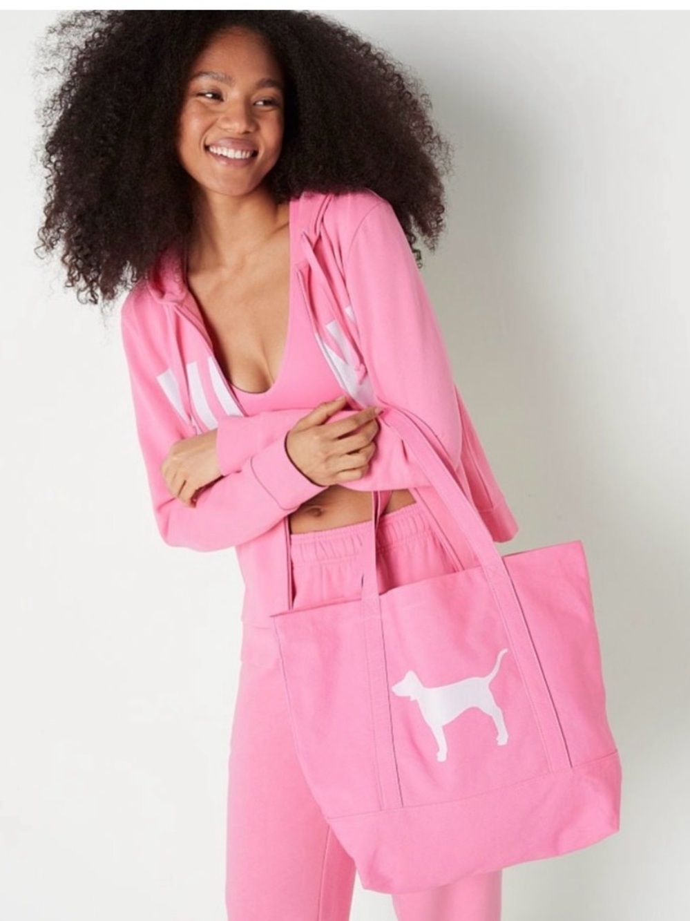 NWT Victoria's Secret Pink Canvas Tote 17' x 13"